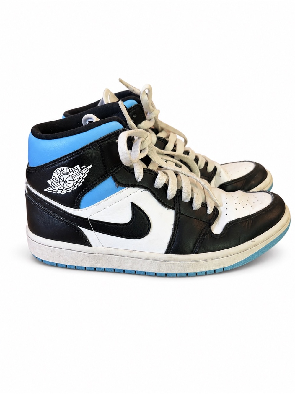 Jordan Kids High-Top Sneakers in Black, White & Light Blue